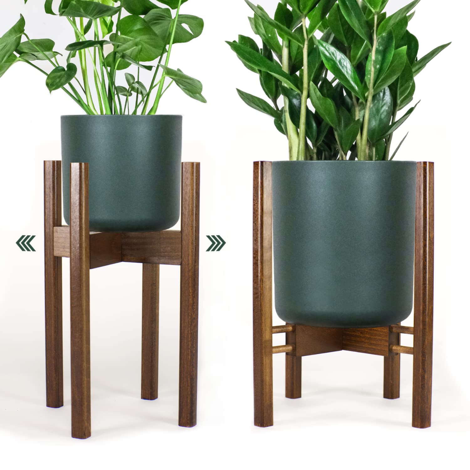 8 10 12 Inch Adjustable Beech Wood Plant Stand for Indoor Plants - Mid-Century Modern Tall Flower Pot Holder - Perfect for Living Room, Bedroom & Office Decor (Planter Not Included)