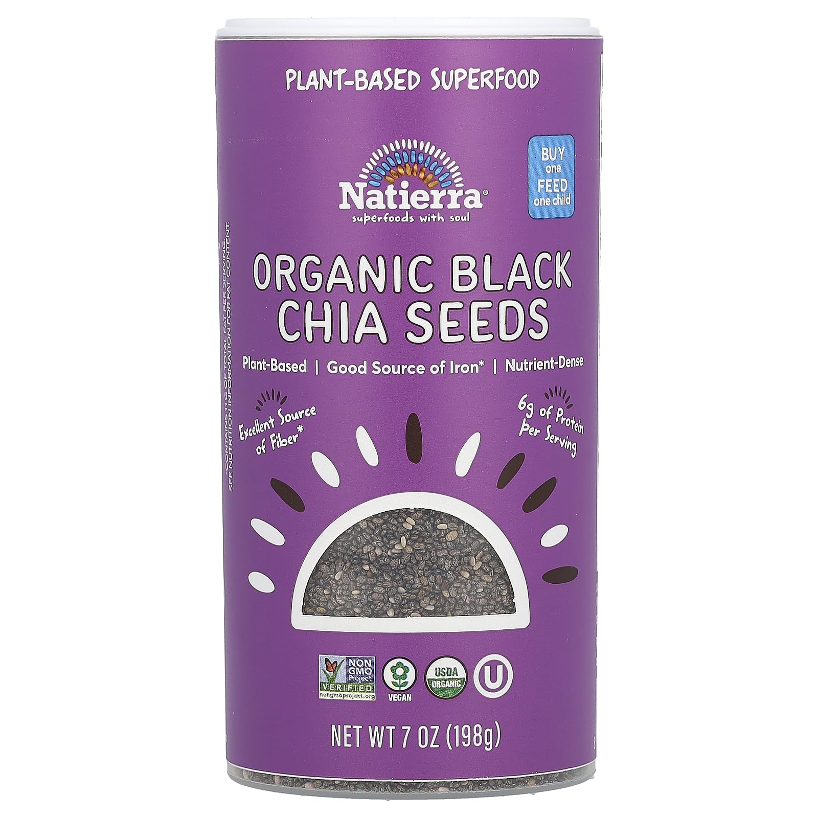 Organic Black Chia Seeds - NATIERRA Himalania | Non-GMO, Vegan, Gluten-Free | 7oz Resealable Bag | Perfect for Smoothies, Baking & Healthy Snacks