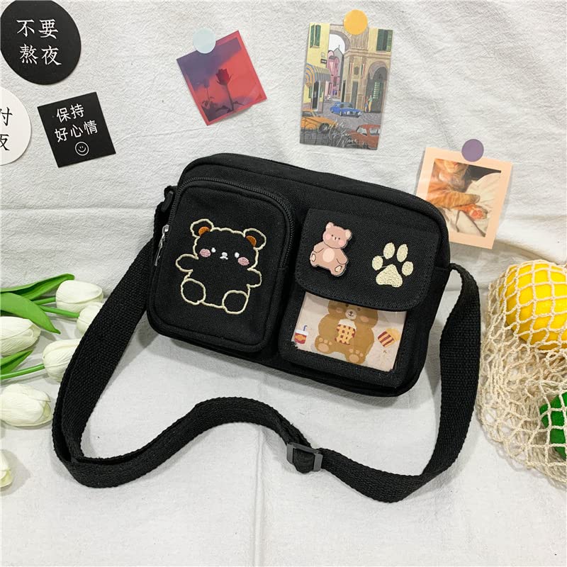 Stylish Kawaii Crossbody Bag for Women - Cute Canvas Shoulder Purse & Small Messenger Wallet | Perfect for Daily Use, Travel & Shopping
