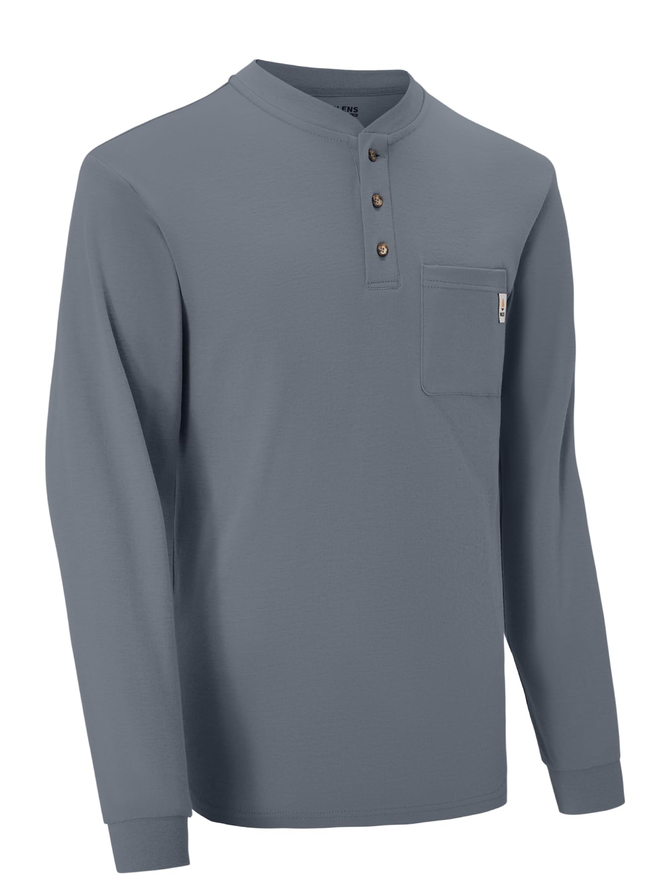 Flame Resistant Men's Long Sleeve Henley Shirt - 6.5oz Lightweight FR Clothing CAT2 NFPA2112 Certified - Ideal for Industrial Work, Welding & Fire Hazard Environments