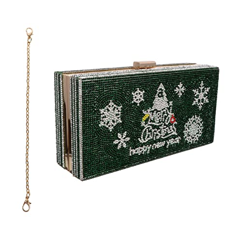 ABOOFAN 1PC Christmas Tree Rhinestone Crossbody Purse for Women, Sparkly Evening Handbag with Imitation Diamonds - Perfect for Holiday Parties & Night Out