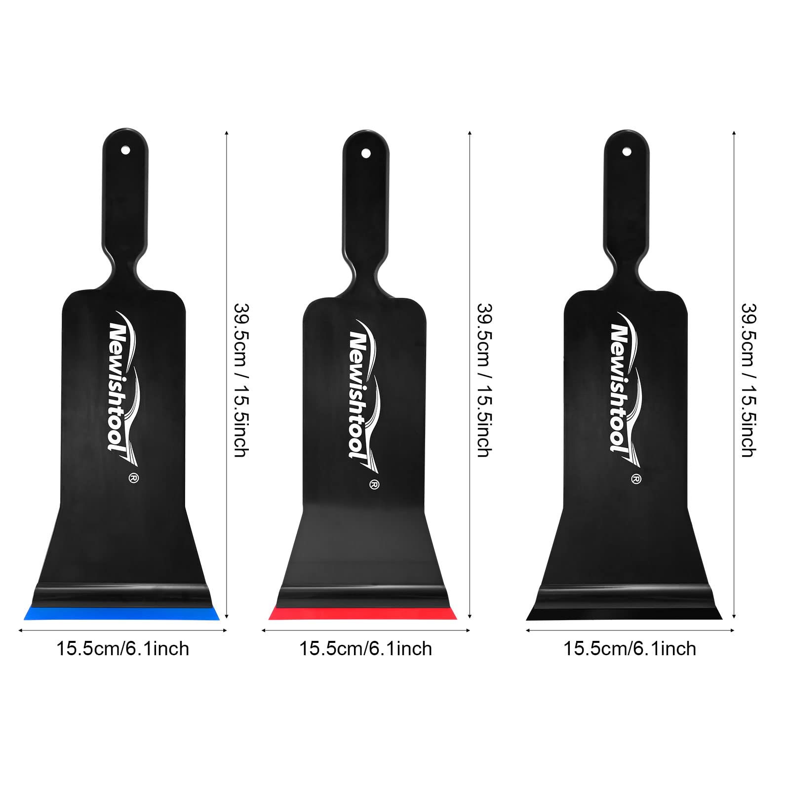NEWISHTOOL Bulldozer Squeegee Kit - 3 Pack with Replaceable Blades for Auto Window Tinting | Long Handle Rubber Squeegee for Front & Rear Glass Film Application | Perfect for Car, Home & Office Window Tint Installation