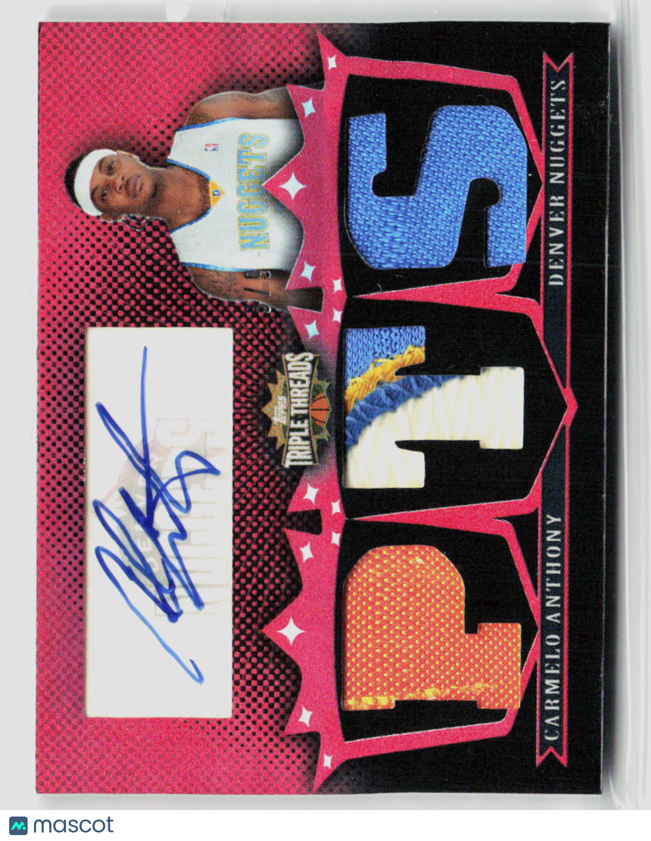 2007 Topps Triple Threads Carmelo Anthony Patch Auto 3/9 #TTRA 105 - Rare Basketball Card for Collectors & Fans - Perfect for NBA Memorabilia Displays & Sports Card Investments