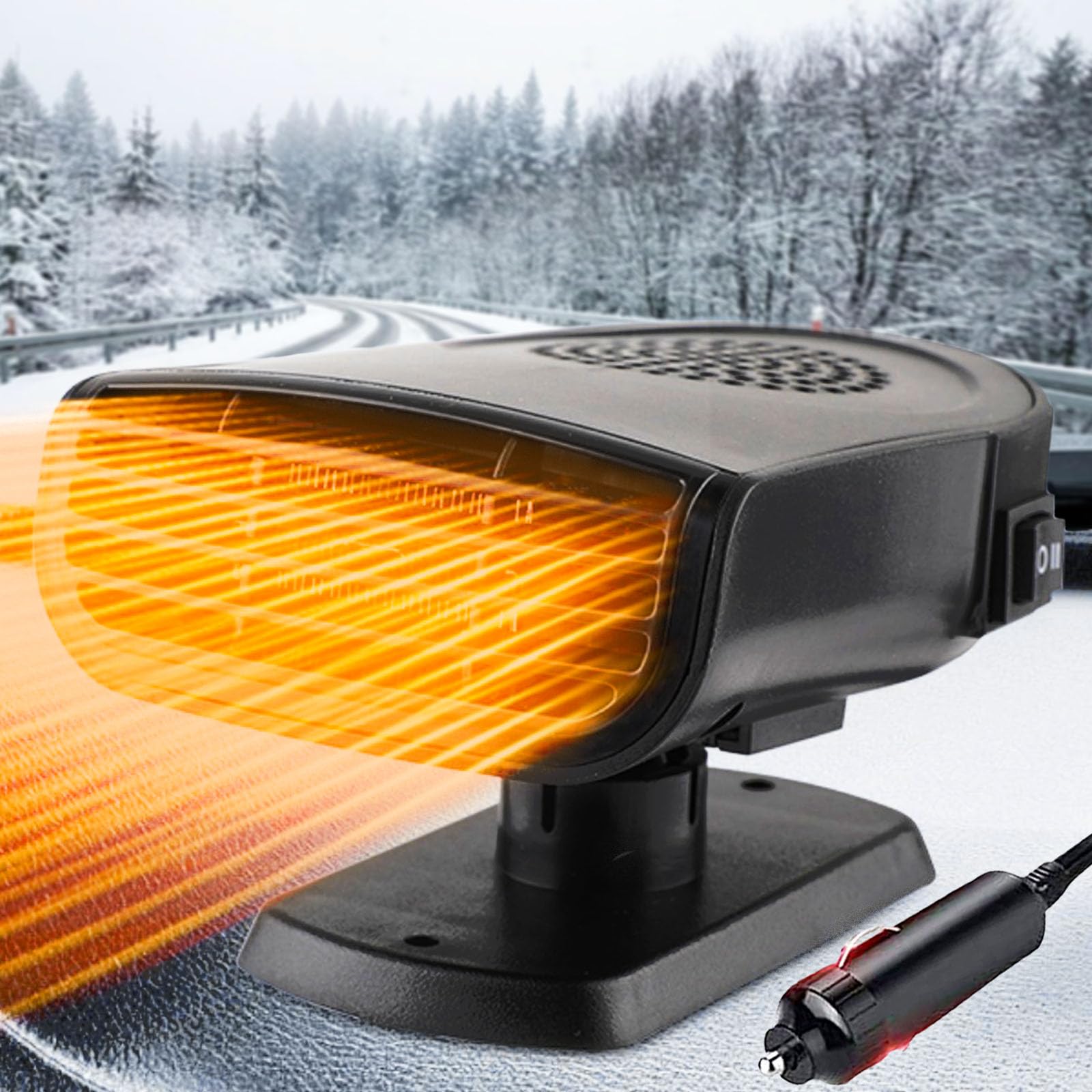 12V 150W Portable Car Heater - Cigarette Lighter Plug-in Heater for Vehicles | Fast Warming for Winter Driving & Road Trips