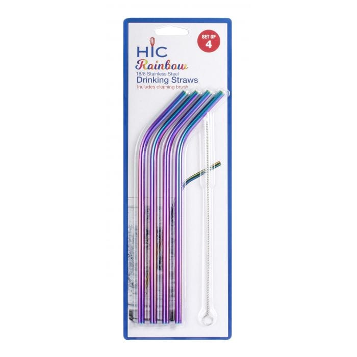Colorful Reusable Rainbow Drinking Straws with Cleaning Brush - Eco-Friendly for Smoothies, Cocktails & Parties