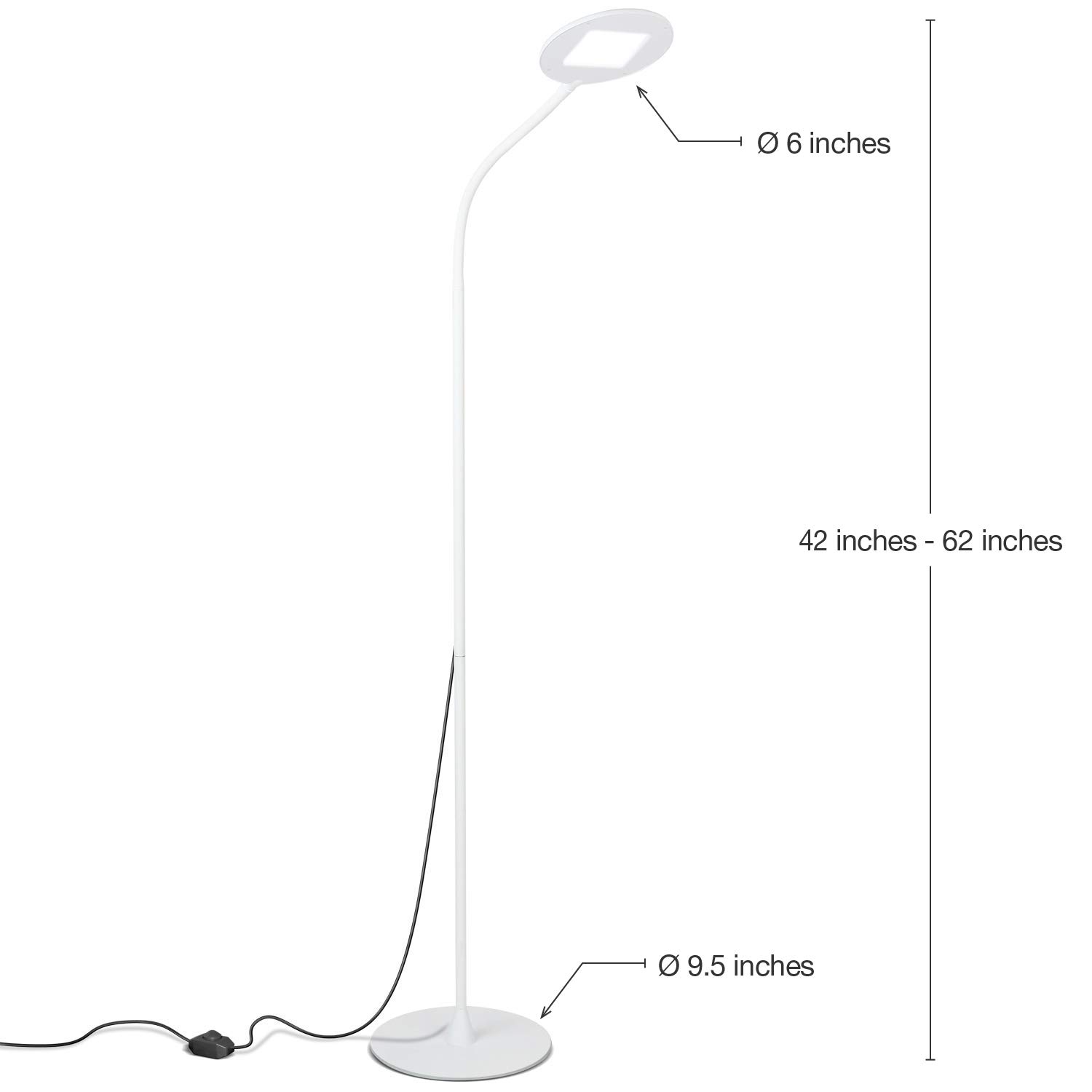 Brightech Contour Flex - Adjustable LED Floor Lamp with Dimmer for Reading, Office Work, Crafts & Makeup - Flexible Gooseneck Standing Light for Salon, Spa, Facial & Lash Services - Perfect Beauty Lighting for Home & Professional Use