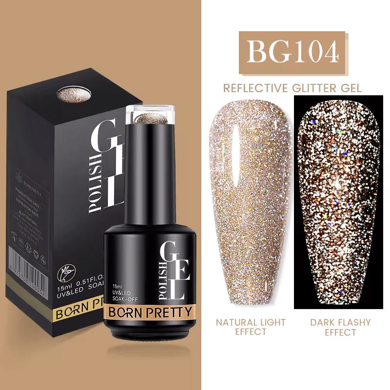 Born Pretty Reflective Glitter Disco Gel Nail Polish - Long Lasting UV LED Soak Off Nail Art for Parties, Clubs & Special Occasions