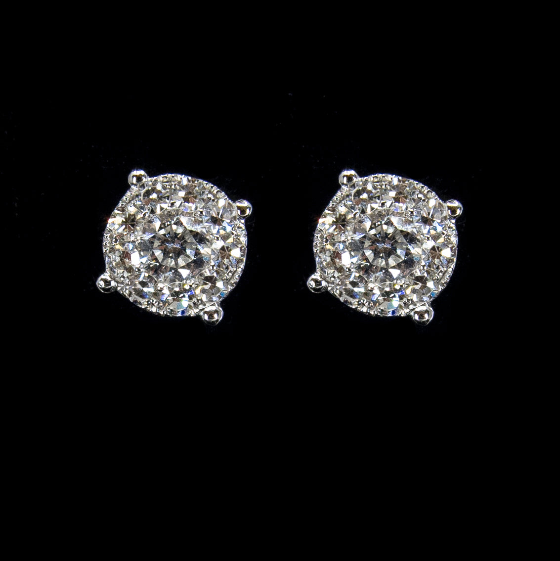 Platinum Diamond Stud Earrings for Women - 1 Carat Round Cut Diamond Earrings in 14K White Gold - Perfect for Weddings, Anniversaries & Special Occasions