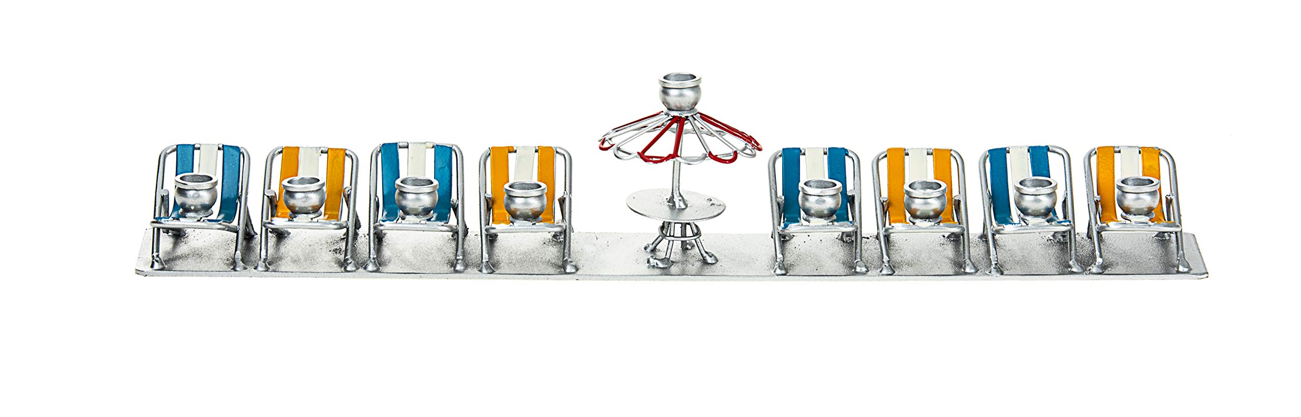Funny Beach Chairs Menorah for Hanukkah - Holds Standard Hanukkah Candles - Novelty Hanukiah Decor (1.5”H x 11.5”W) - Perfect for Beach-Themed Hanukkah Parties & Holiday Home Decor