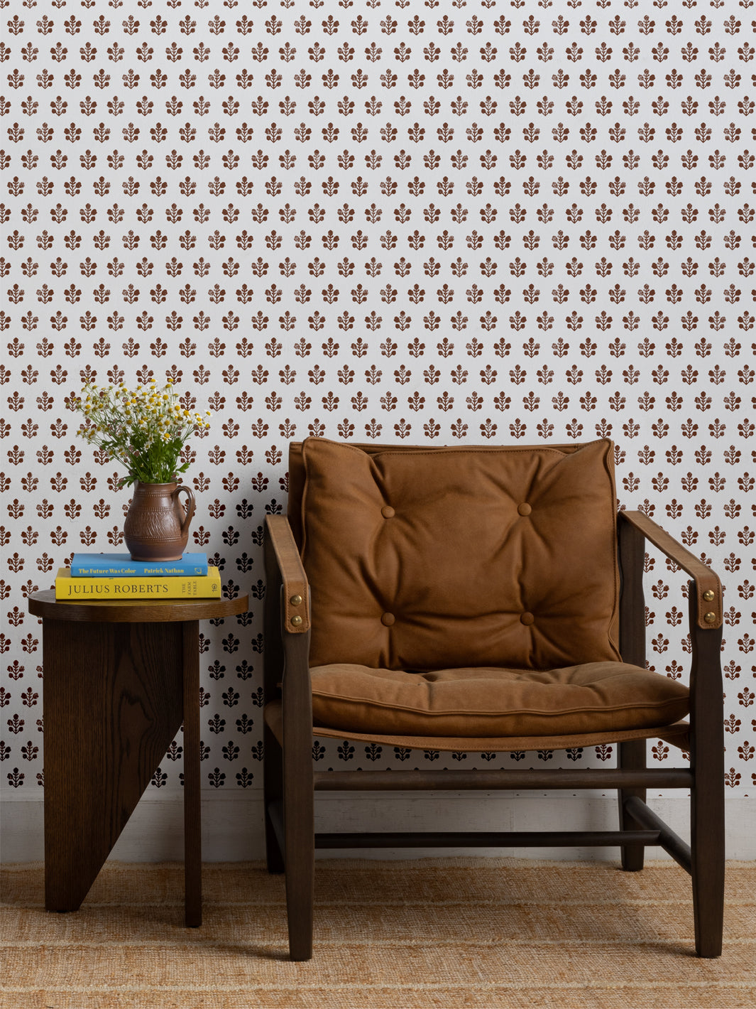 Ensley White Ground Wallpaper by Sugar Paper - Elegant Chocolate Pattern for Living Room & Bedroom Decor