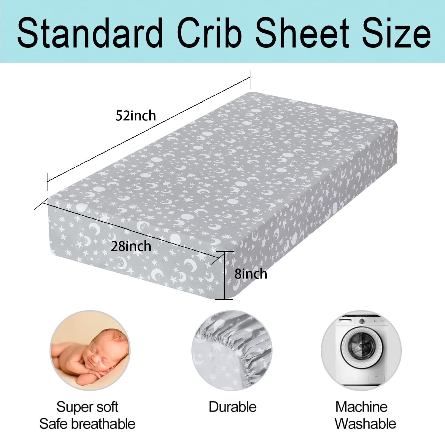 Bimocosy 2 Pack Fitted Crib Sheets for Boys & Girls - 28