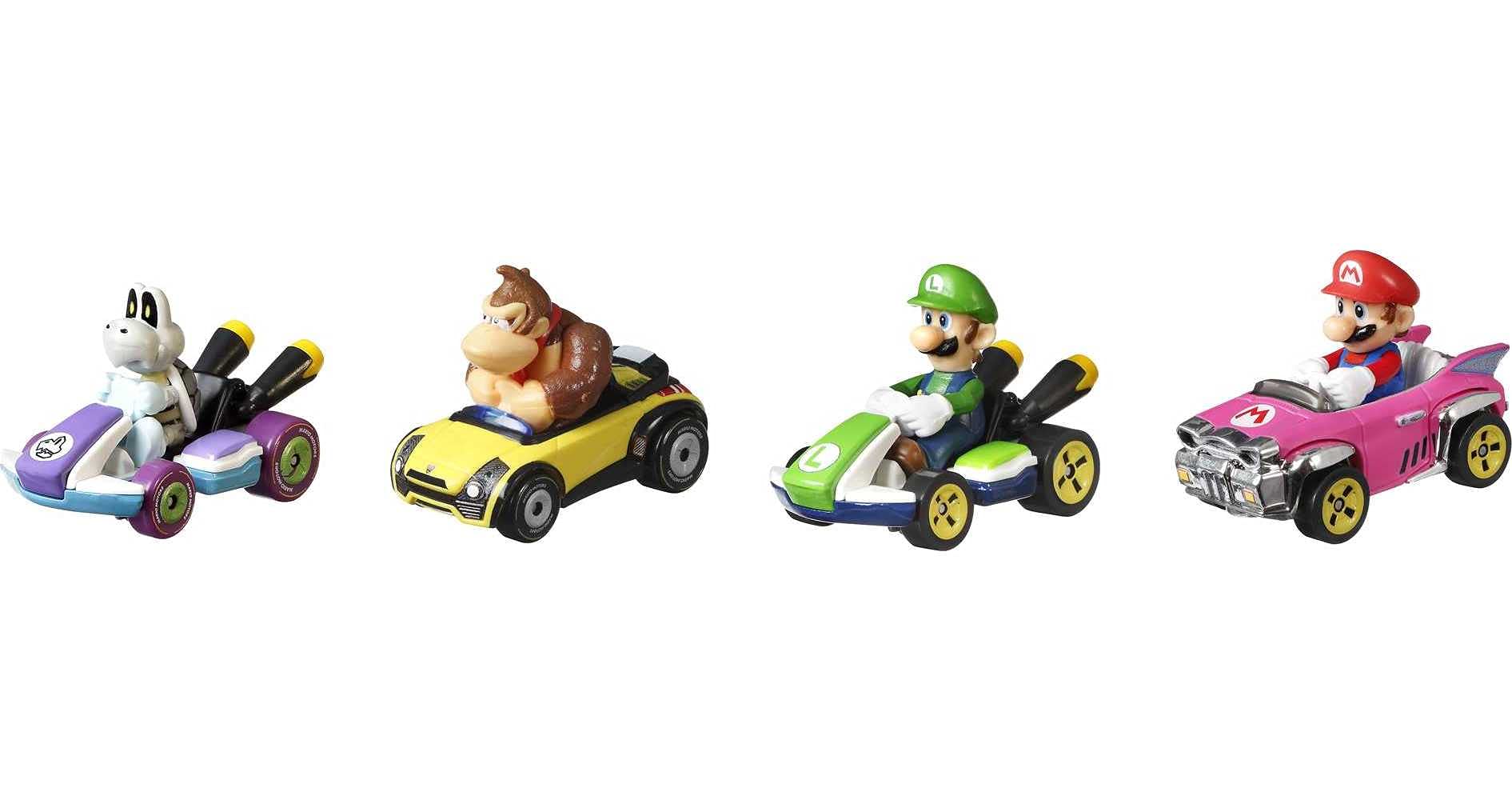 Hot Wheels Mario Kart Vehicle 4-Pack - Collectible Toy Cars with 4 Fan-Favorite Characters Including 1 Exclusive Model - Perfect Gift for Kids & Mario Kart Fans Ages 3+ - Great for Playtime, Collection Display & Birthday Parties