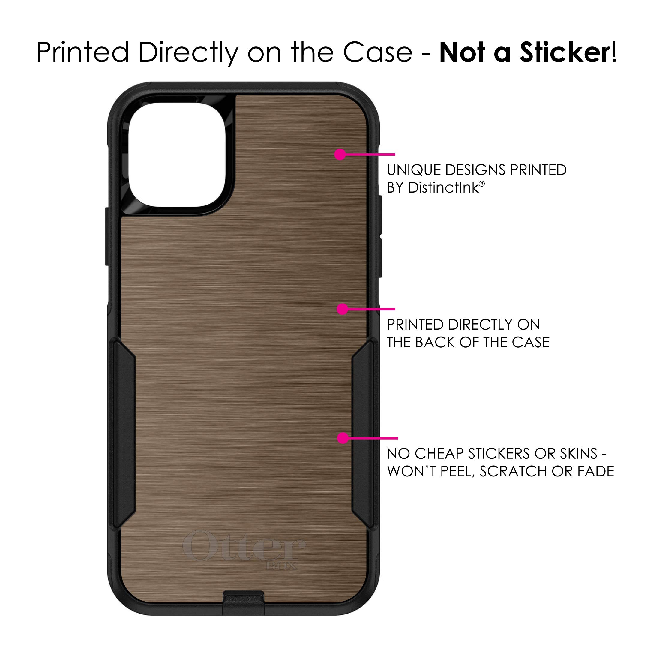 DistinctInk iPhone 11 Pro MAX Case (6.5 Inch) - Premium Custom Printed Black & Brown Stainless Steel Design - Durable Protective Cover - Perfect for Work, Travel and Everyday Use - Compatible with OtterBox Commuter Series