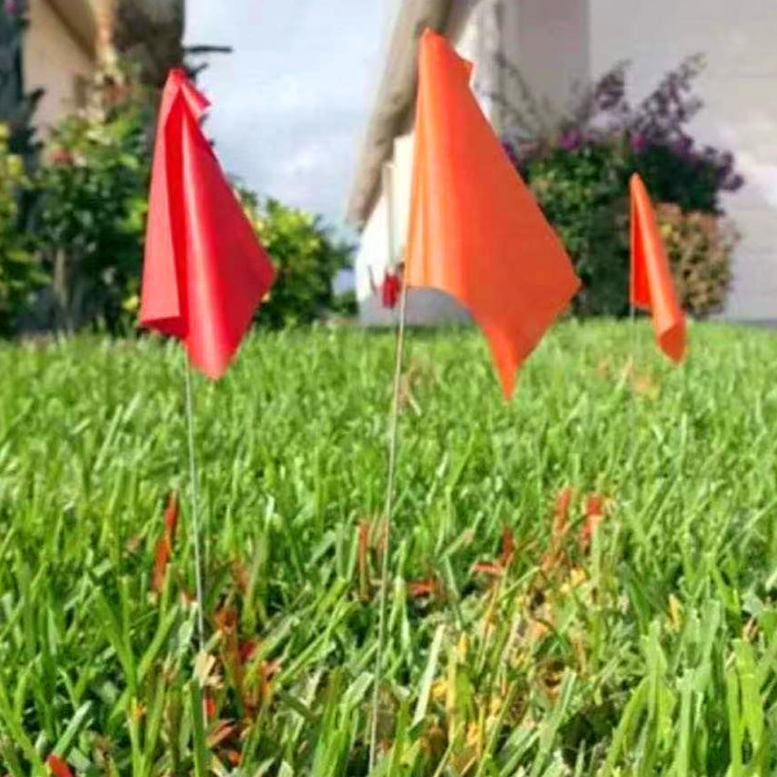100PCS Waterproof Non-Fading PVC Lawn Marking Flags - Bright Yellow Landscape Sprinkler Markers for Gardening, Irrigation & Property Boundaries (Perfect for Home, Yard & Outdoor Use)