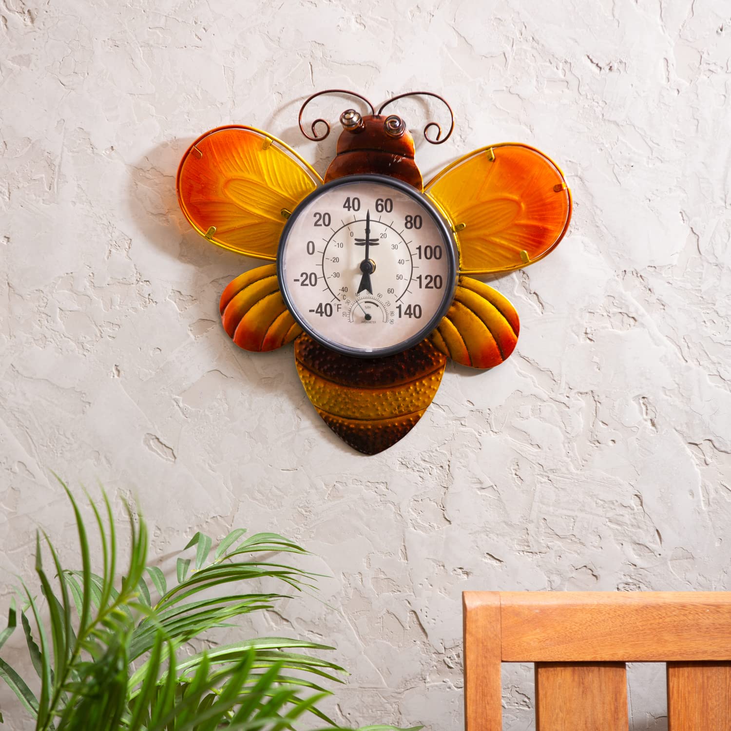 Evergreen Bee Outdoor Wall Thermometer - Accurate Temperature Gauge for Garden, Patio, and Backyard - Weatherproof & Easy-to-Read Design