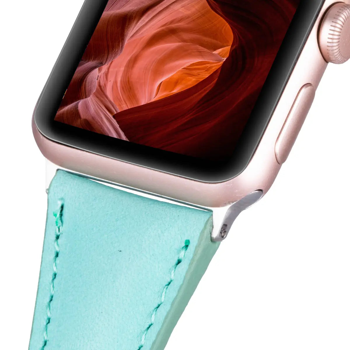 Premium Mint Blue Genuine Leather Slim Apple Watch Band - Stylish & Comfortable for Workouts, Office & Everyday Wear