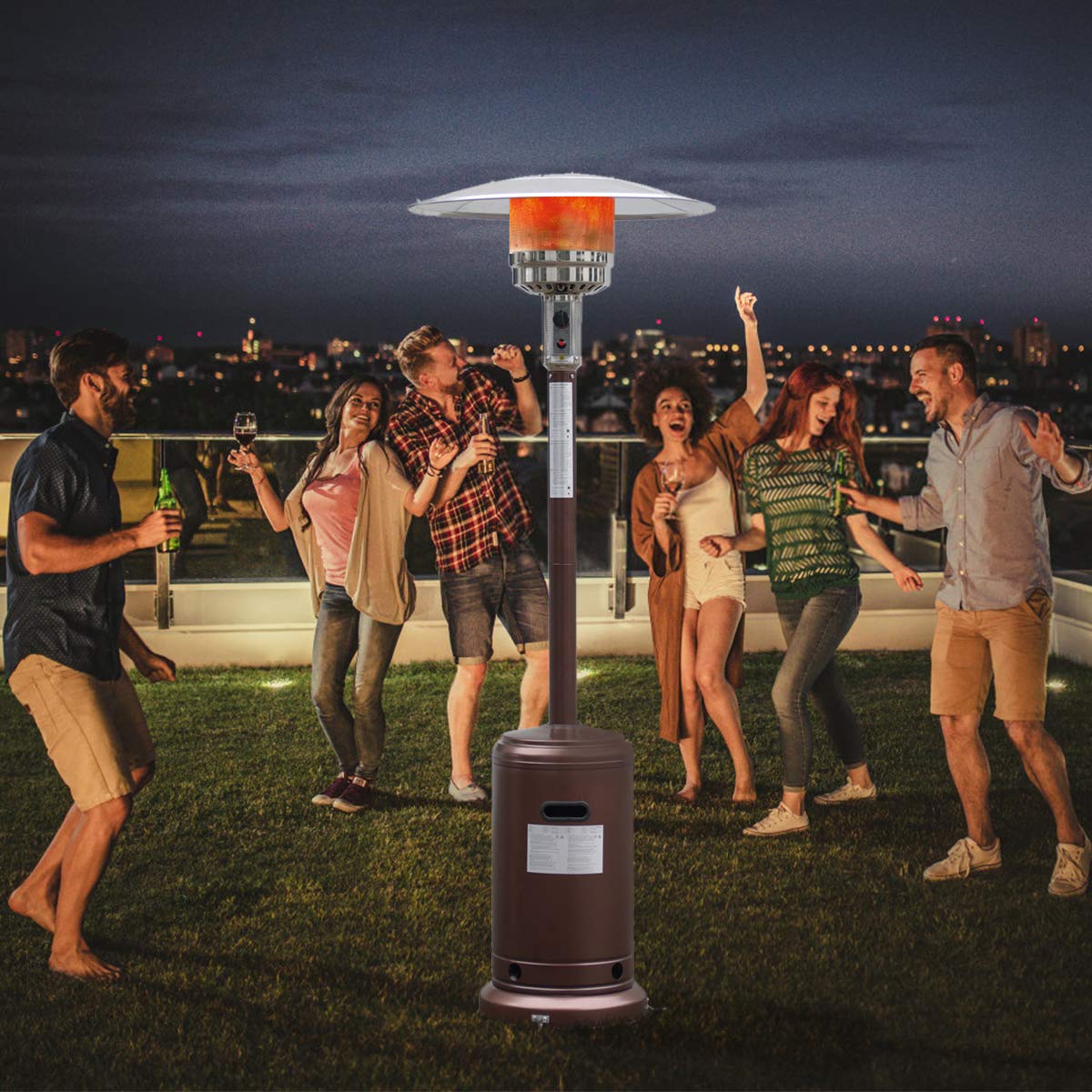Giantex 50,000 BTU Bronze Steel Propane Patio Heater - Outdoor Commercial Standing Heater with LP Gas & Accessories for Restaurants, Backyards, and Events