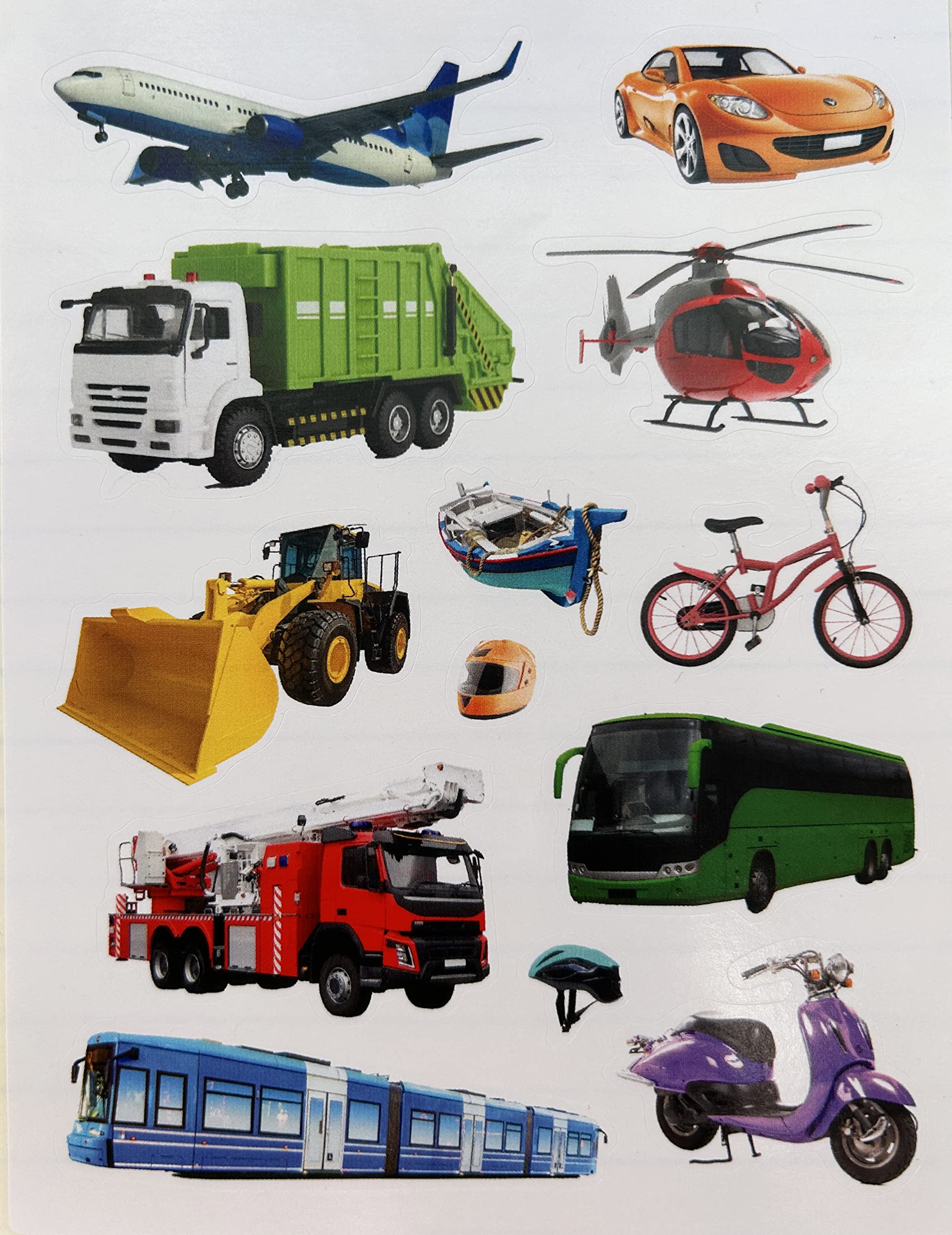 60 Pack Kids Vehicle Stickers for Arts and Crafts - Cars, Trucks, Motorcycles, Buses & Fire Trucks - Perfect for Party Favors, School Activities & Classroom Learning