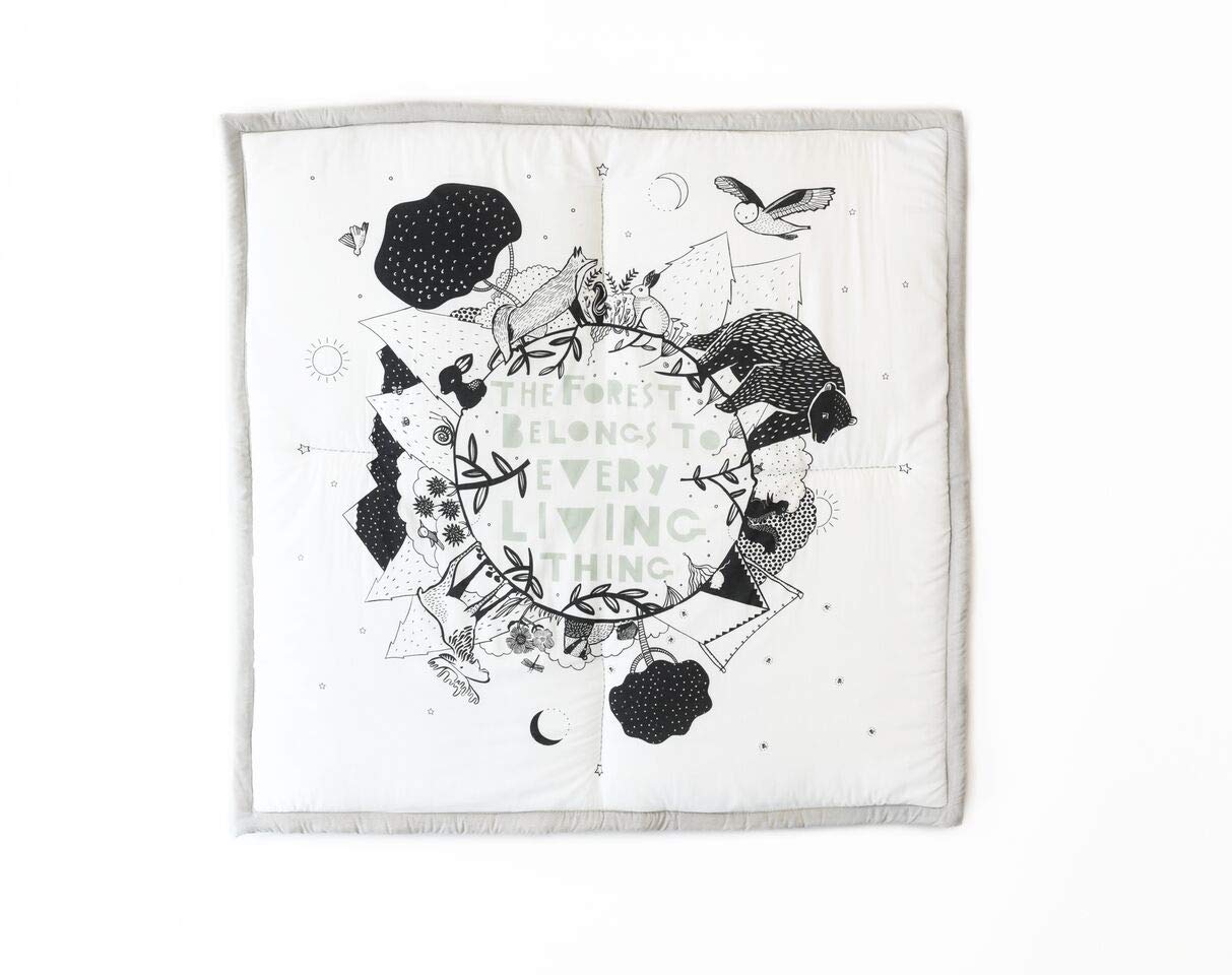 Wee Gallery Forest Playmat for Babies - Reversible Large Washable Organic Floor Mat for Newborns & Infants | High Contrast Animal Design for Tummy Time, Sensory Play & Early Development | Perfect for Nursery, Daycare & Travel Use