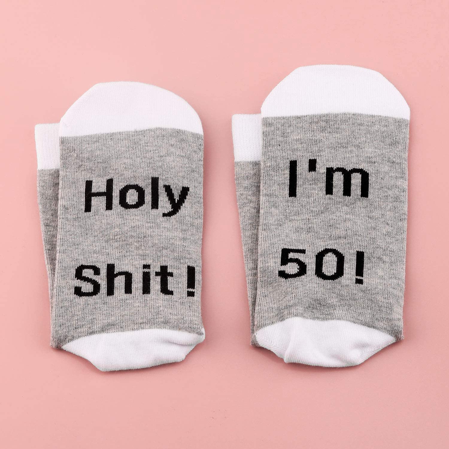 LEVLO Funny 50th Birthday Socks for Women - 'Holy Shit I'm 50' Novelty Socks - Perfect for Milestone Birthday Gifts & Party Celebrations