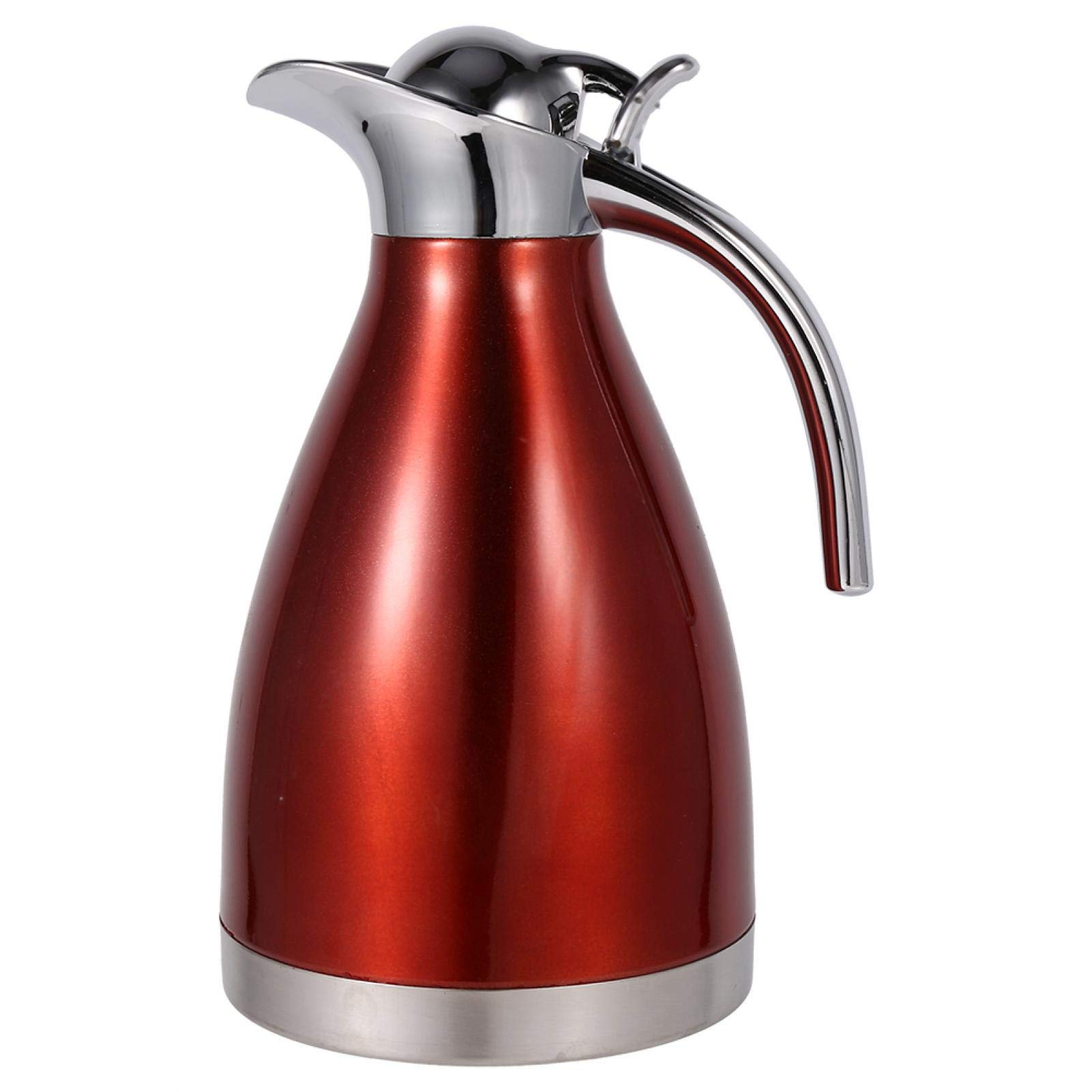 Premium 2L Red Stovetop Tea Kettle & Insulated Coffee Thermos - Double Wall Stainless Steel Tea Pot & Beverage Dispenser for Home, Office & Outdoor Use