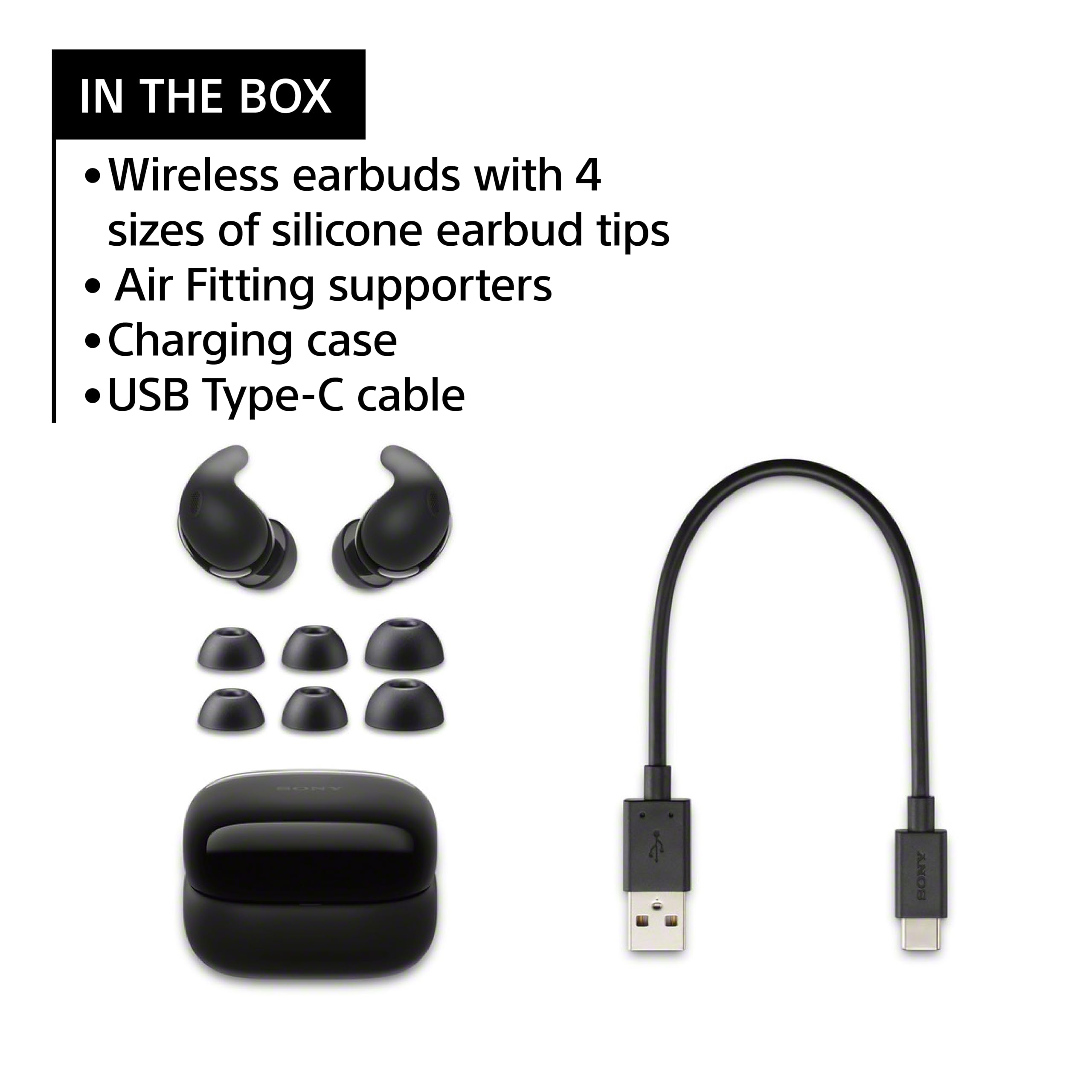 Sony LinkBuds Fit Truly Wireless Noise Canceling Earbuds - Lightweight Bluetooth Headphones with Secure Air Fitting Supporters, Black - Perfect for Running, Workouts & Commuting