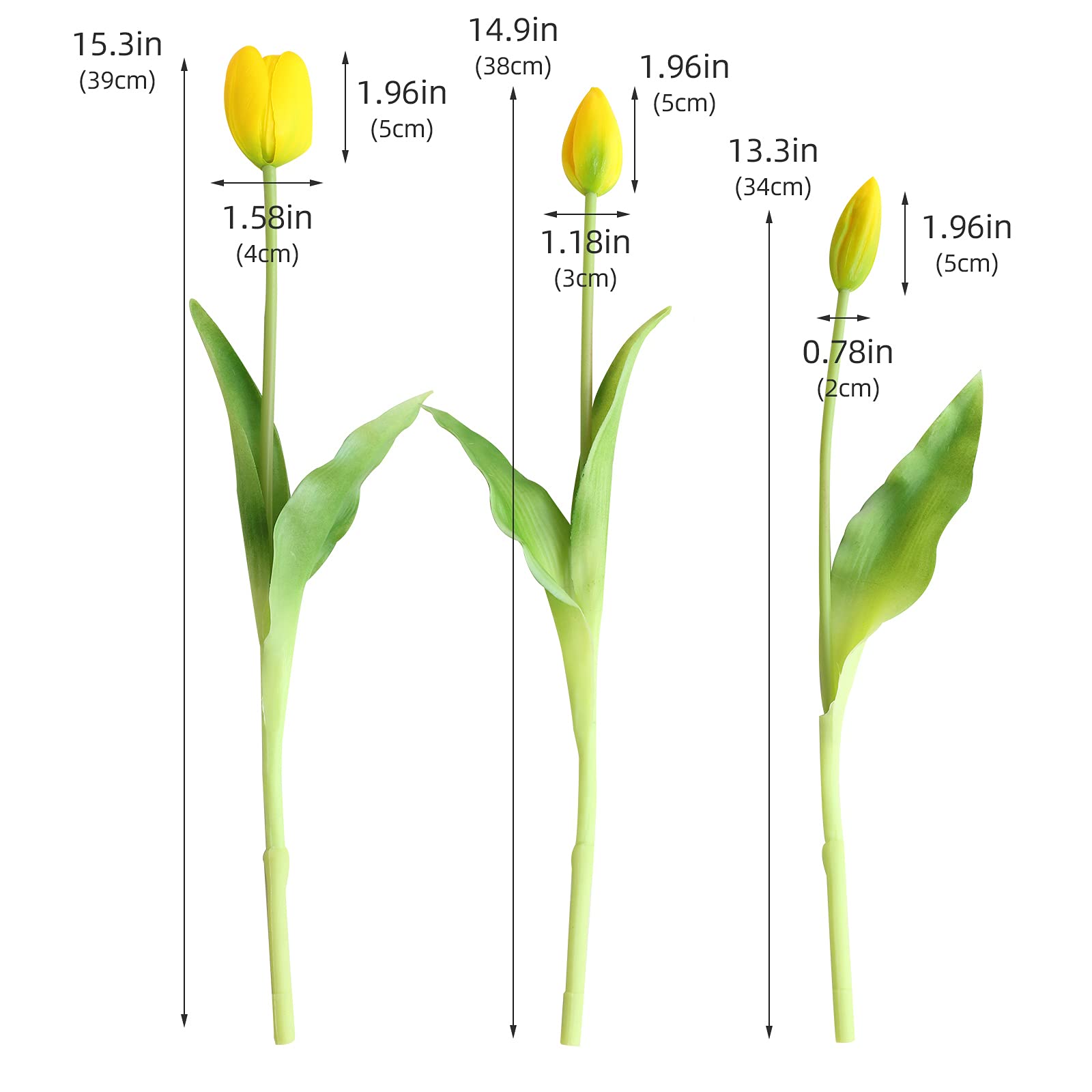 10pcs Real Touch Artificial Tulip Flowers - Faux Latex Tulips Bouquet with Gift Box for Wedding, Party, Home & Room Decor - Perfect for Centerpieces, Tablescapes & DIY Floral Arrangements (Yellow)