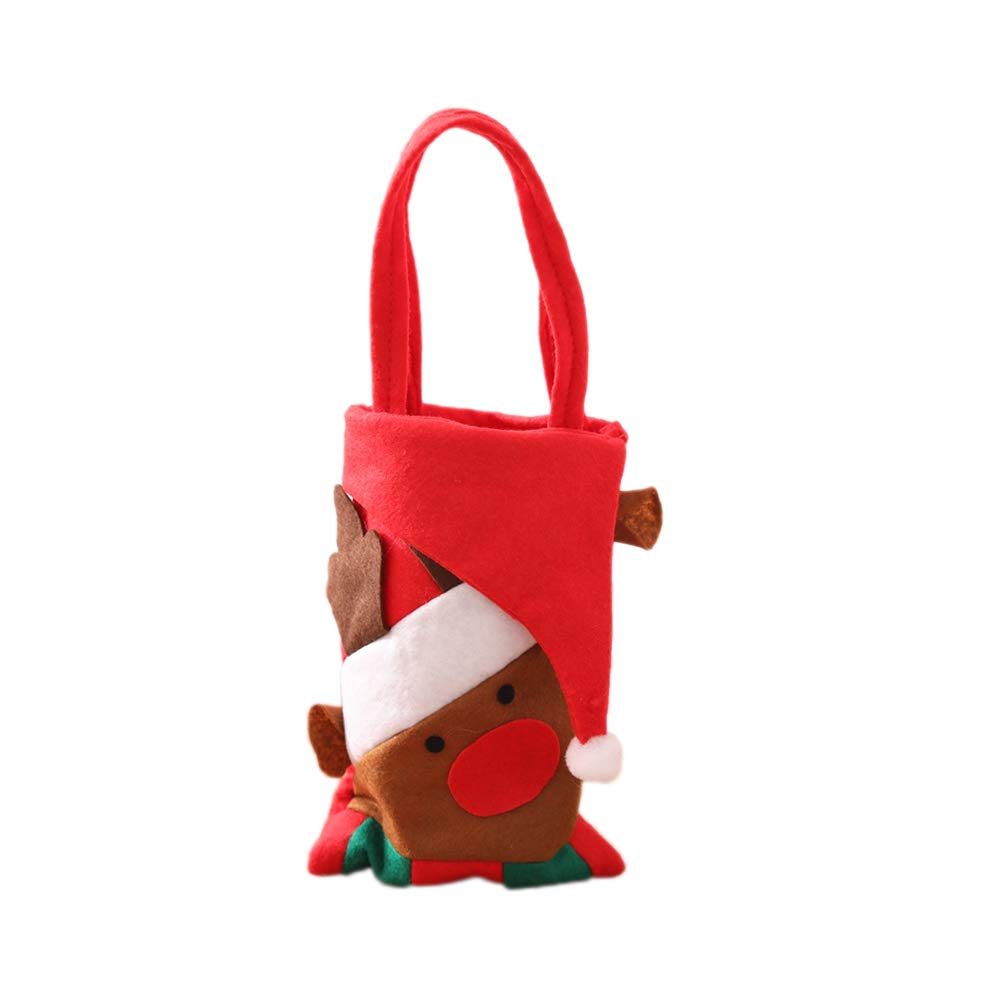 Abaodam Kids Christmas Candy Bags - Portable Holiday Gift Bags with Handle for Party Favors, Treats & Stocking Stuffers (Elk Design) - Perfect for Christmas Celebrations, School Events & Birthday Parties