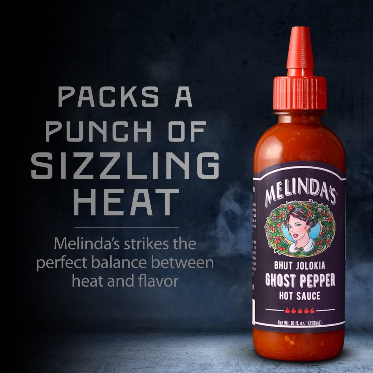 Melinda’s Ghost Pepper Hot Sauce – Extra Spicy Gourmet Hot Sauce with Fresh Ghost Peppers (Bhut Jolokia), Habanero, Carrot, Garlic & Lime Juice – 10oz Squeeze Bottle (1 Pack) – Perfect for Wings, Tacos, Burgers & Spicy Food Lovers