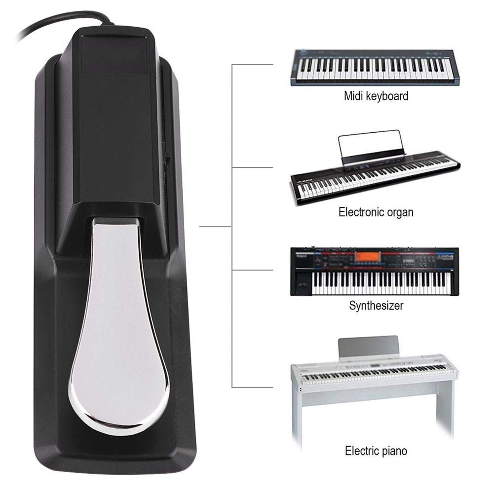 Universal Sustain Pedal for Digital Piano - Black Damper Keyboard Pedal Compatible with Electronic Pianos | Perfect for Home Studios, Live Performances & Music Practice