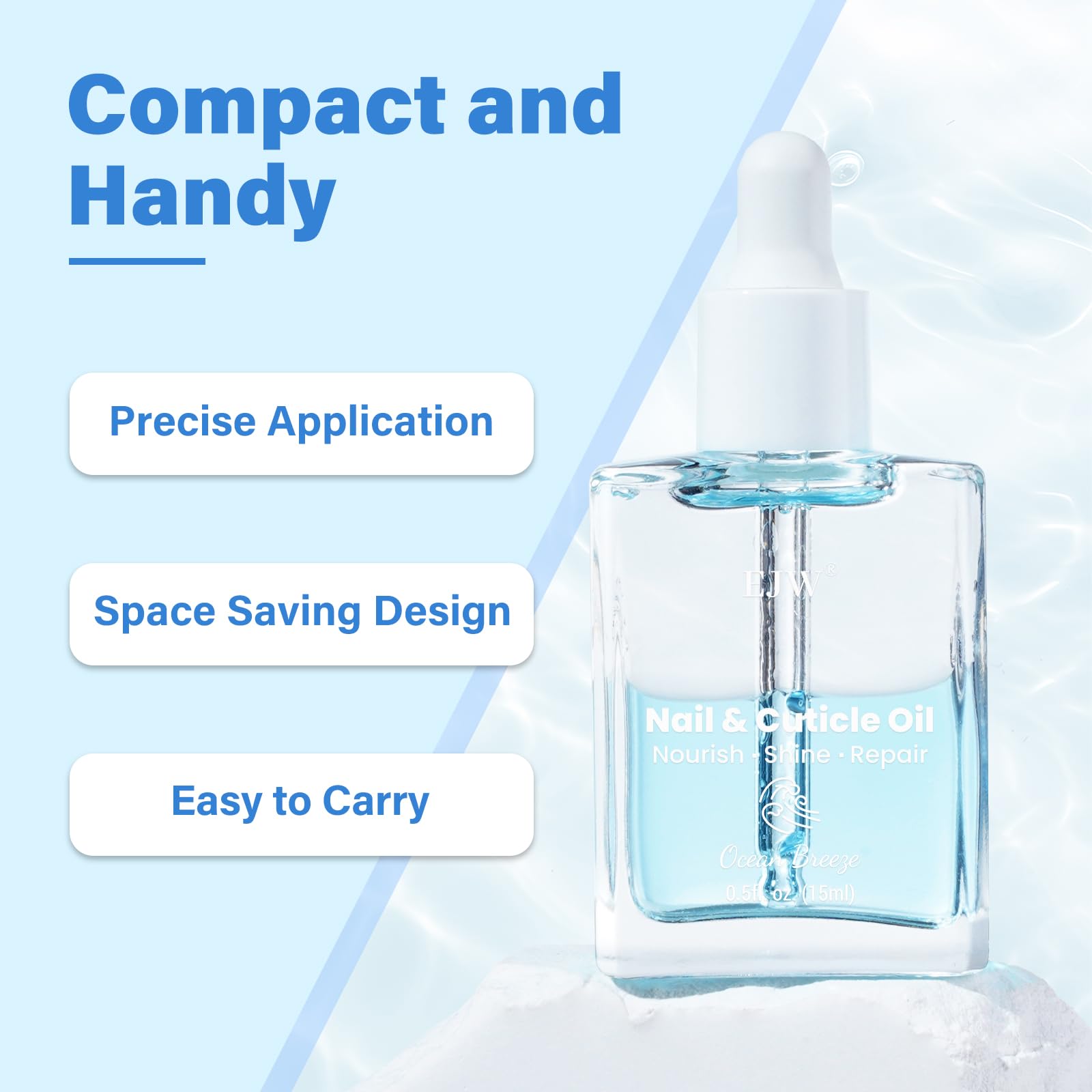 EJW Dual Layer Cuticle Oil for Nails - Nourishing & Repairing Treatment for Dry, Damaged Cuticles | Strengthens Nails & Reduces Hangnails | Fast-Absorbing Natural Formula with Ocean Breeze Scent | 0.5 fl oz | Perfect for Manicures, At-Home Nail Care & Hand Spa Treatments