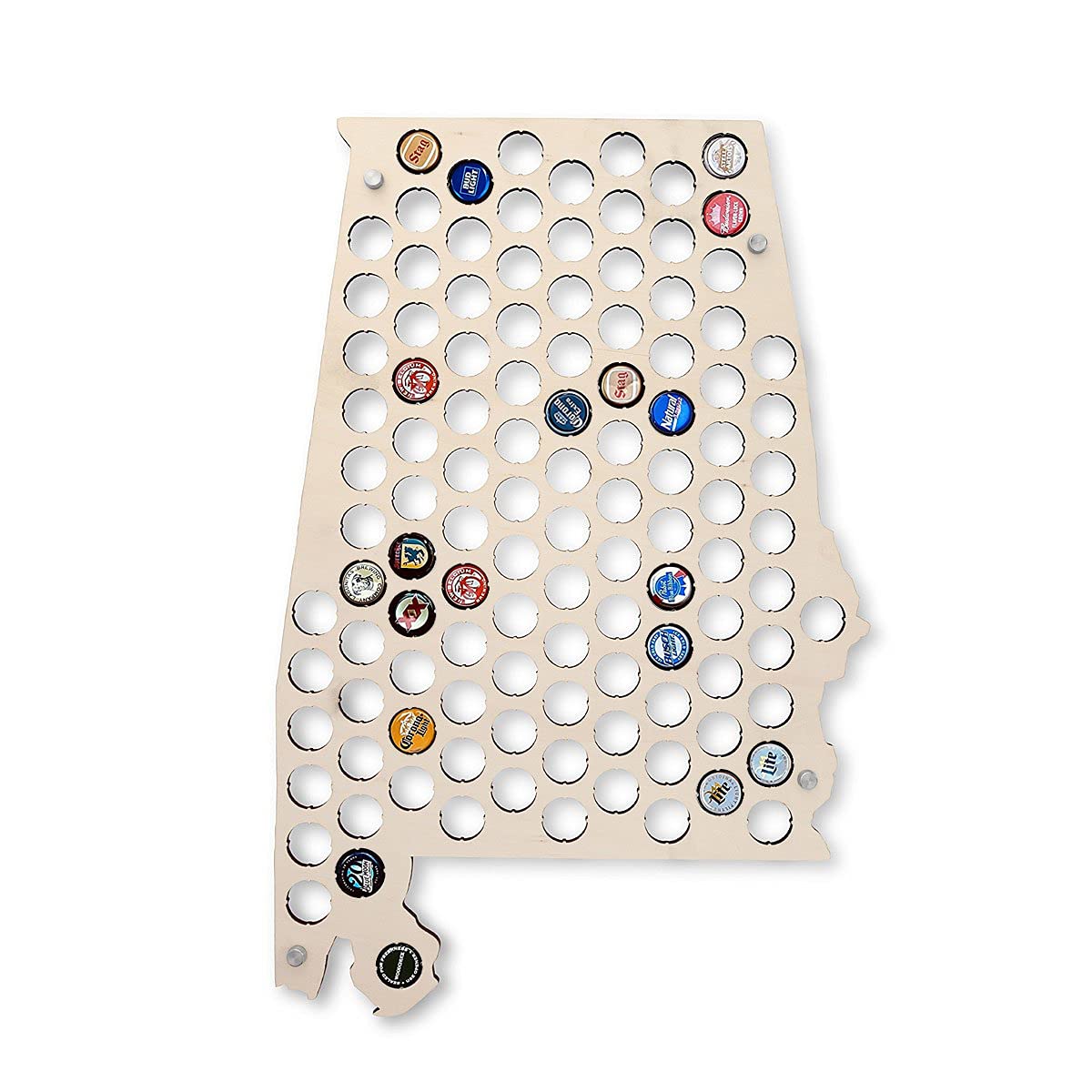 Torched Beer Cap Map of Alabama - Rustic Wall Decor for Beer Lovers | Unique Beer Cap Holder & Catcher | Perfect Man Cave & Bar Accessories | Great Gift for Men & Homebrewers - Ideal for Game Rooms, Basement Bars & Brewery Themed Spaces