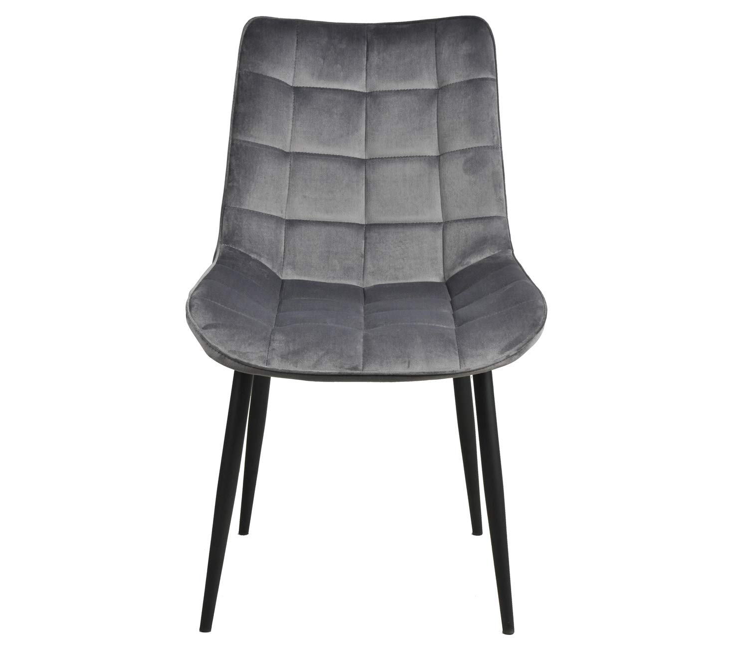 Sunflower Velvet Kitchen Dining Side Chairs - Set of 2 Grey Upholstered Modern Chairs with Metal Legs, 24