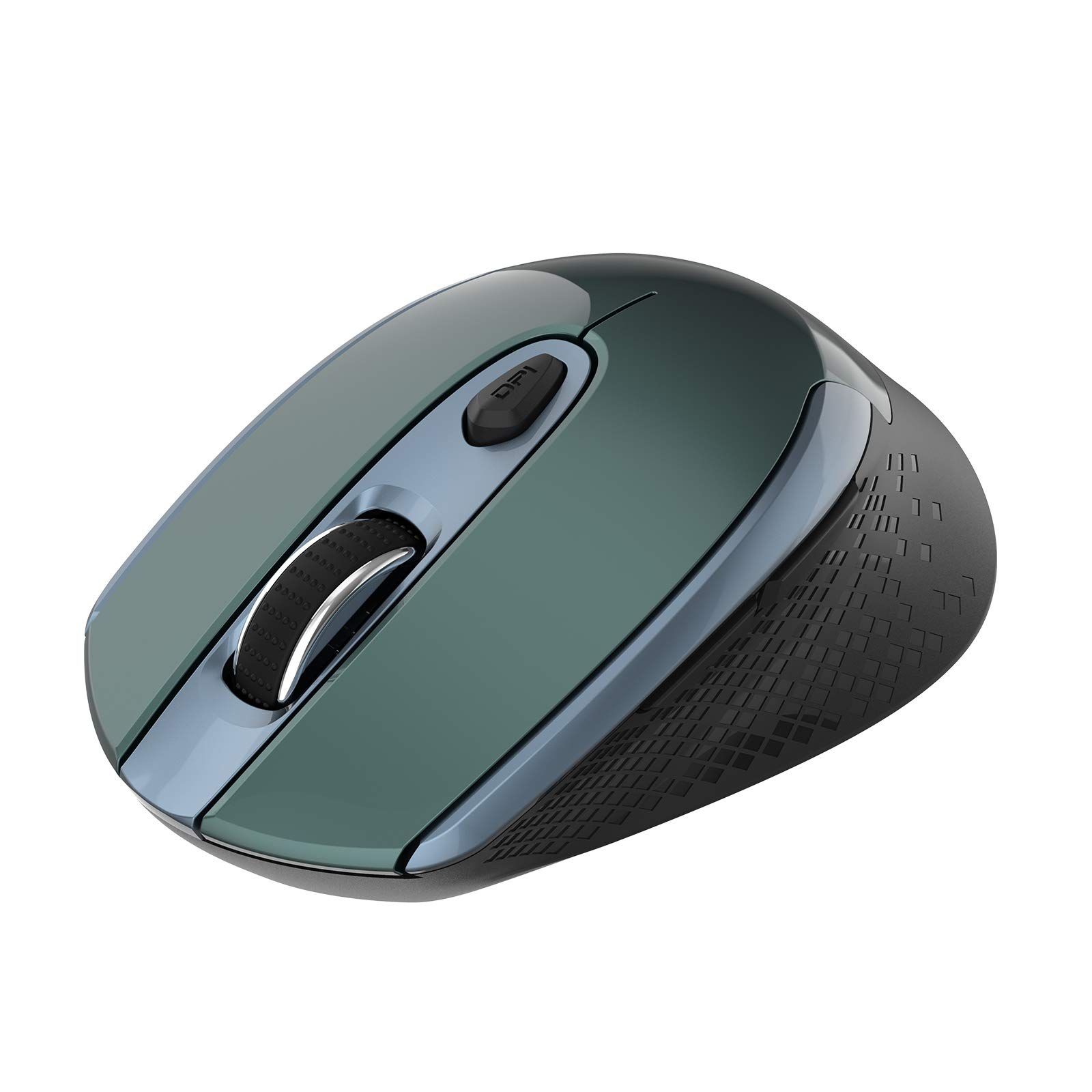 Cimetech Wireless Ergonomic Optical Mouse - 2.4G Silent 6-Button USB Mouse with 3 Adjustable DPI for Laptop, Desktop, Mac, PC - Dark Green | Perfect for Office, Gaming, and Travel