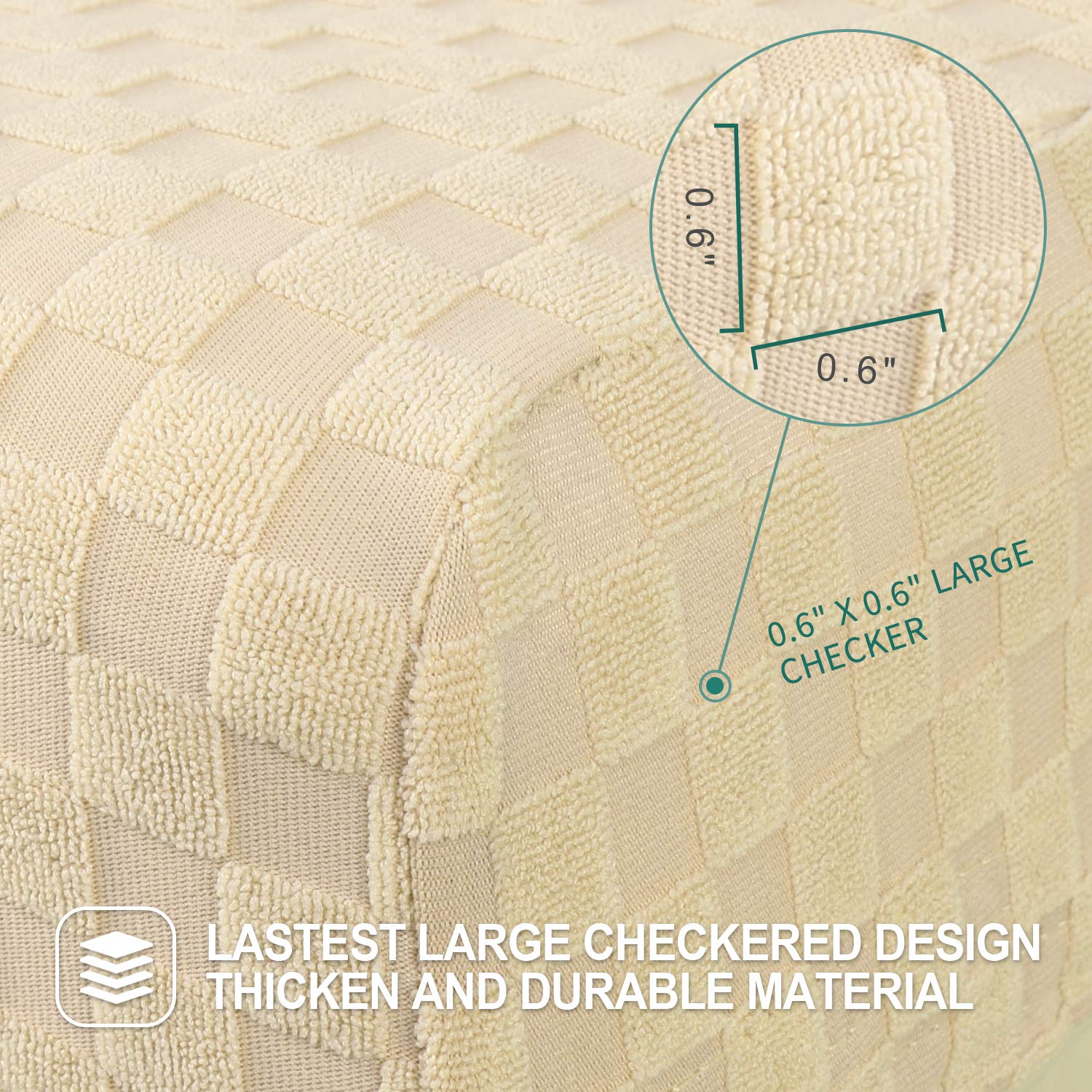 YEMYHOM 6-Pack Stretch Checkered Parsons Chair Slipcovers - Beige Dining Room Furniture Protectors for Restaurants, Kitchens & Parties | Washable & Durable Chair Covers for Home & Commercial Use
