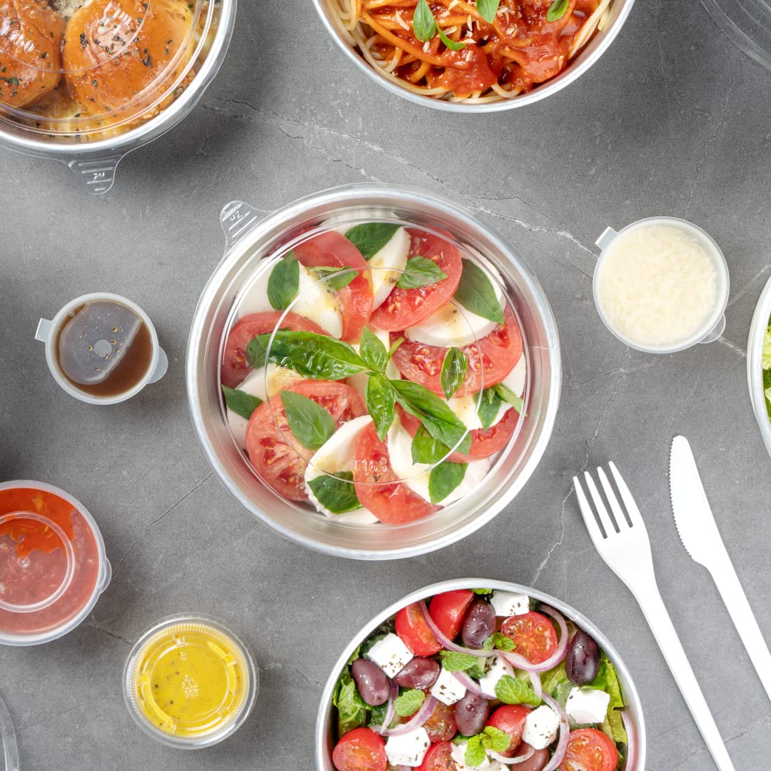 Disposable Clear Plastic Foil Lux Lids for 37oz & 42oz Takeout Containers - 200 Pack Lift Tab Food Container Lids (Containers Sold Separately) | Perfect for Restaurants, Catering & Food Delivery Services