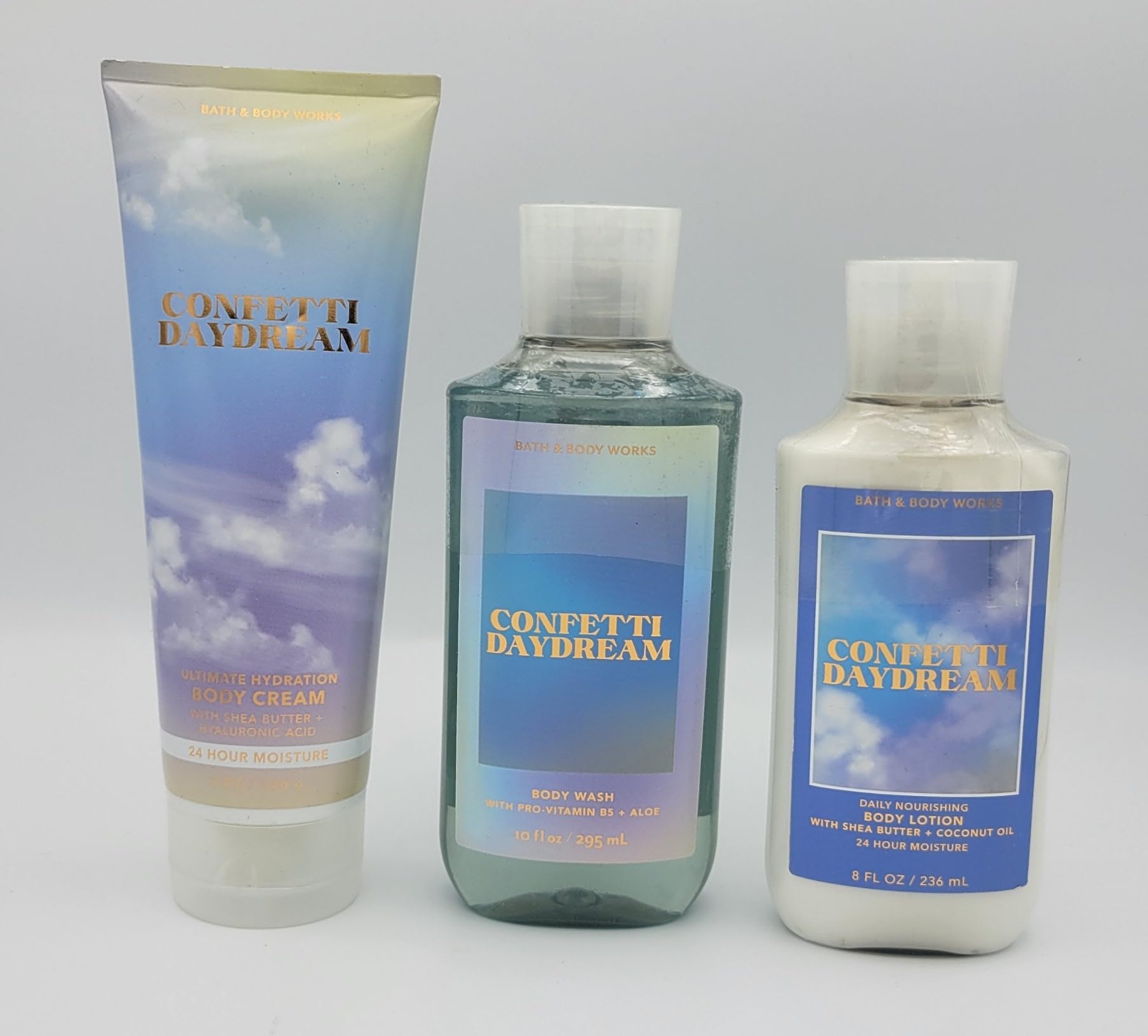 Confetti Daydream 3-Piece Body Care Set - Body Cream, Shower Gel & Lotion for Soft, Hydrated Skin | Bath & Body Works Blue Collection | Perfect for Gifts, Self-Care & Daily Moisturizing Routine