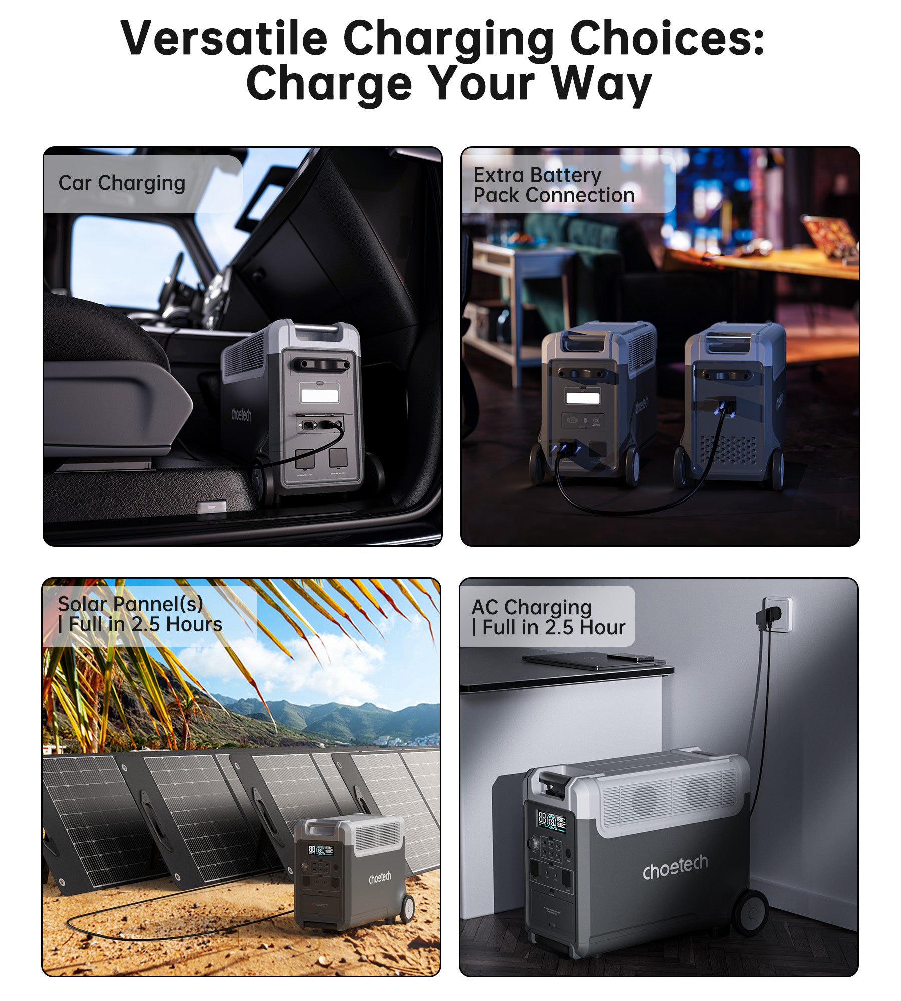 Choetech 3600W 3840Wh Portable Power Station with 2 Battery Packs - Solar Generator for Camping, RV Trips & Emergency Backup Power