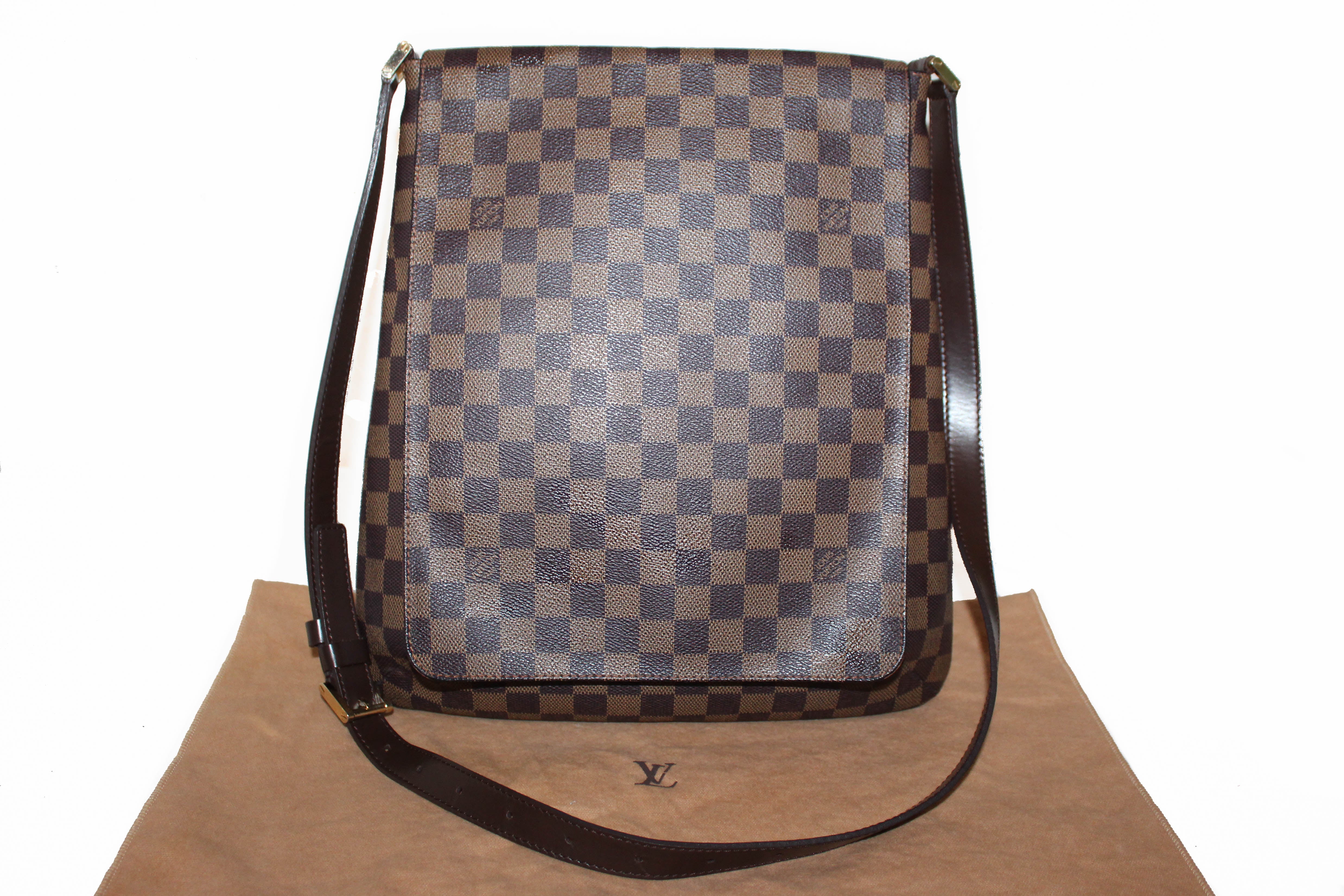 Authentic Louis Vuitton Damier Ebene Musette GM Messenger Bag for Women - Luxury Designer Crossbody Shoulder Bag for Work, Travel & Everyday Use