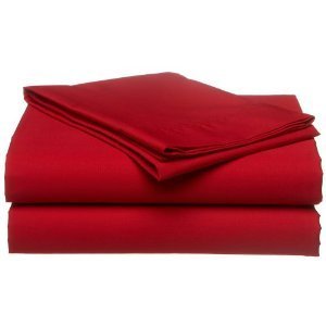 Opulence Bedding Solid Sheet Set - Short Queen Size, Organic Cotton, 500 Thread Count, 15 Inch Deep Pocket, Blood Red - Luxury Bed Sheets for Comfortable Sleep & Hotel-Style Bedroom Decor