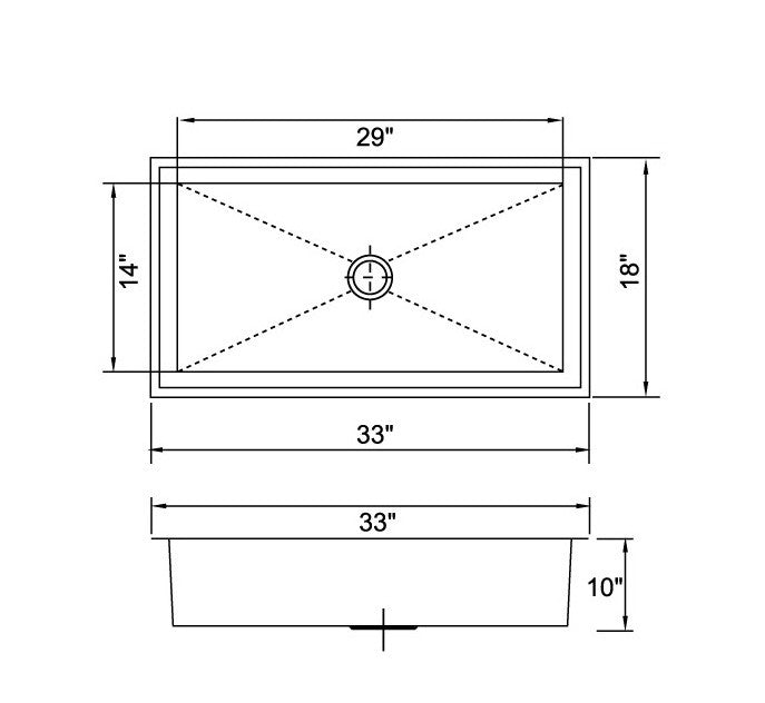 Premium Stainless Steel Handmade Kitchen Sink EKS3318 - 18 Gauge Heavy Duty, Undermount/Drop-in, Single Bowl for Modern & Farmhouse Kitchens - Perfect for Cooking, Washing Dishes & Food Prep