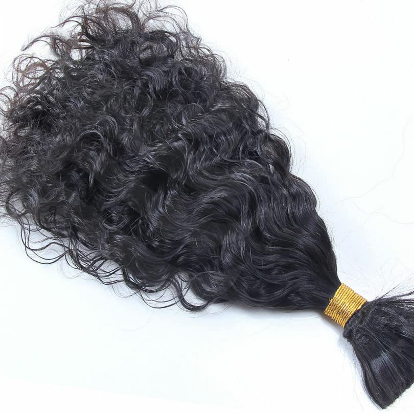 Brazilian Virgin Human Hair Extensions 20 Inch Wet and Wavy Curly Bulk Hair 100g (Color #4) - Perfect for Braiding, Weaving, and Natural Hairstyles