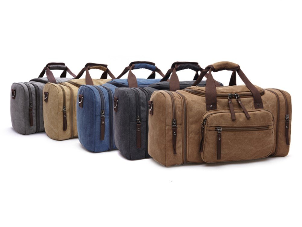 Sechunk Large Canvas Duffle Bag - Waterproof Travel Duffel Bag for Men & Women, Gym, Overnight Trips, Weekend Getaways & Outdoor Adventures | Durable Shoulder Tote Luggage with Spacious Storage
