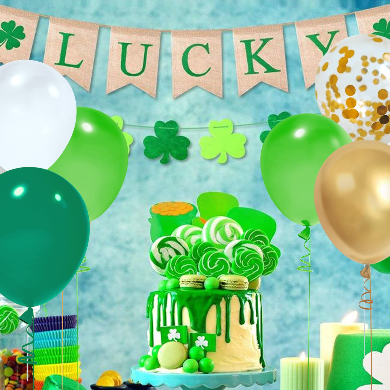 50 Pcs 12 Inch St. Patrick's Day Balloons - Shamrock & Gold Decorations for Irish Themed Parties, Baby Showers, Weddings & Birthday Celebrations - Perfect for Home, Office & Outdoor Decor
