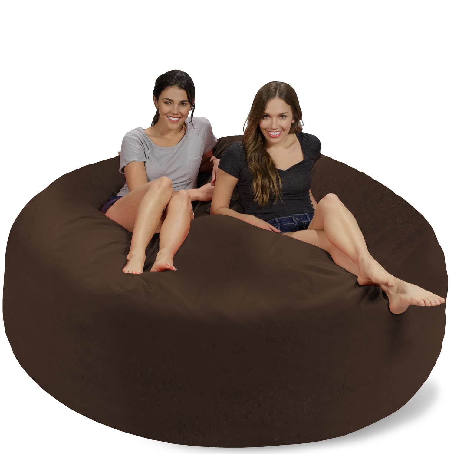 Chill Sack 7-Foot Large Bean Bag Chair - Super Soft Brown Pebble Beanbag for Adults & Teens - Perfect for Living Room, Game Room, Dorm & Relaxation
