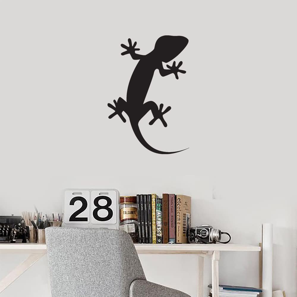 Premium Waterproof Vinyl Gecko Lizard Decal Stickers (Set of 2, Black) - Durable Adhesive for Laptop, Phone, Helmet, Car Window, Mug & Wall Decor - Perfect for Outdoor Adventures, Home Office & Vehicle Customization