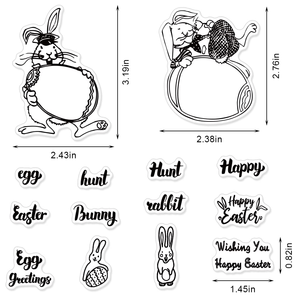 Easter Bunny Clear Rubber Stamps Set - Happy Easter Words & Egg Designs for DIY Card Making, Scrapbooking, Holiday Decorations - Perfect for Greeting Cards, Invitations, and Paper Crafts