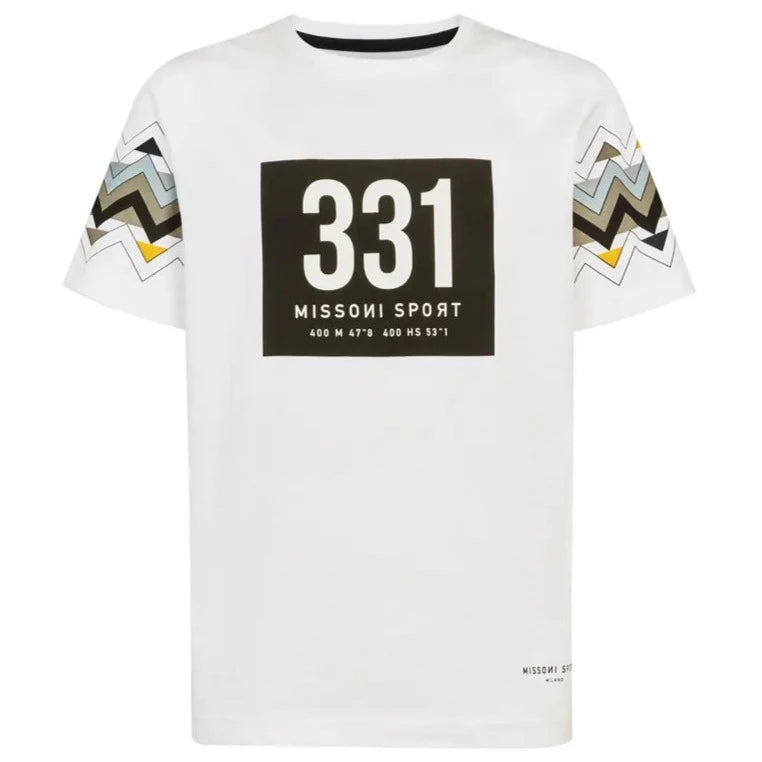 Missoni Sport White T-Shirt for Men - Comfortable Cotton Casual Tee for Gym, Running & Everyday Wear