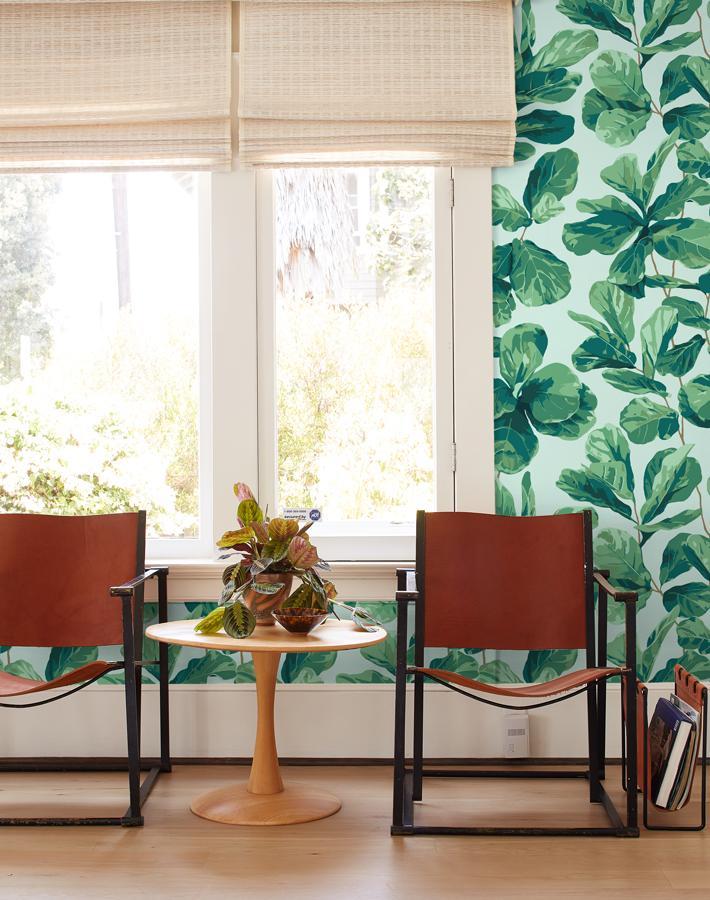 Nathan Turner Fiddle Fig Wallpaper in Robins Egg Blue - Perfect for Nursery, Living Room, and Home Office Decor