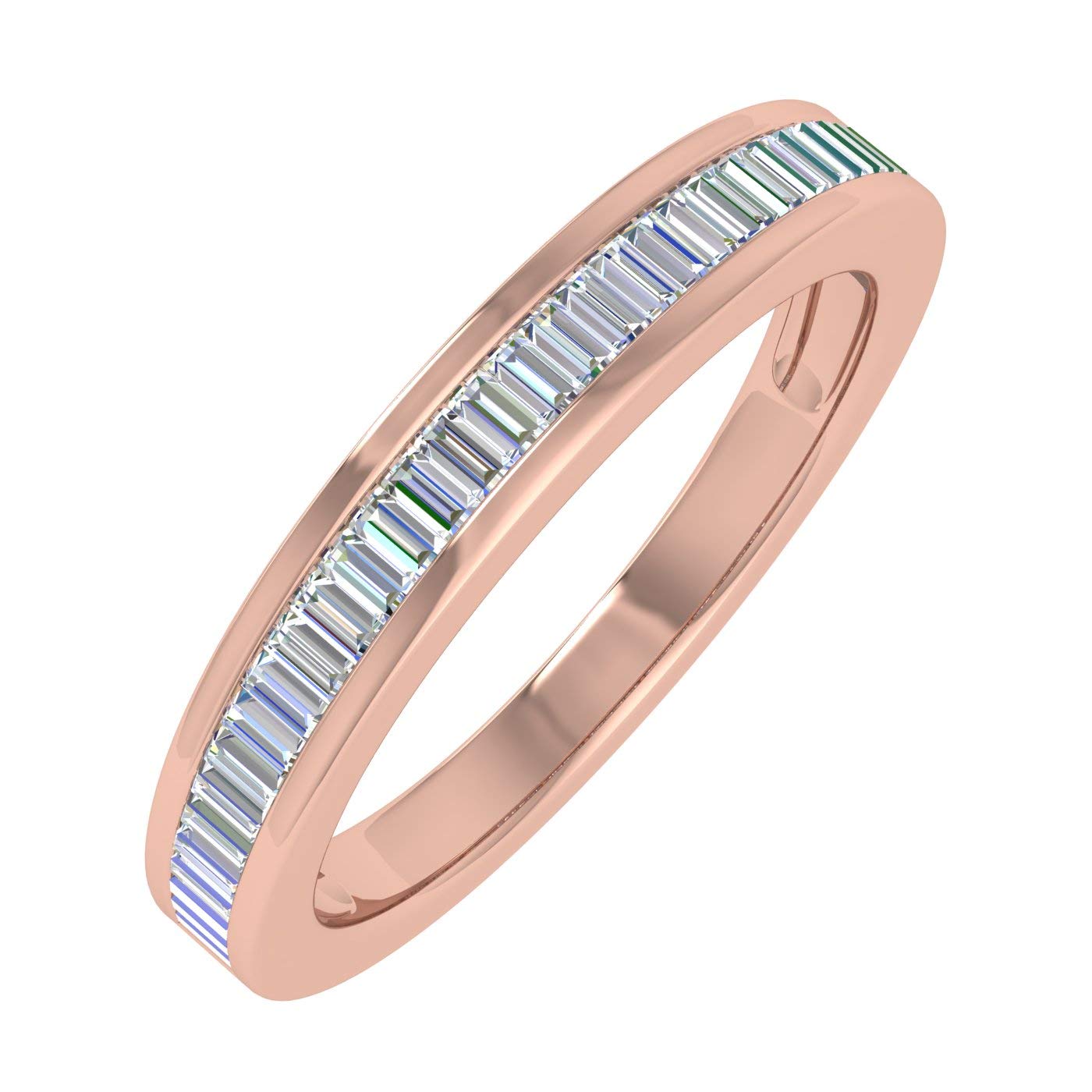 1/2 Carat Channel Set Baguette Diamond Wedding Band Ring - 10K Gold for Women, Elegant Bridal Jewelry Gift for Anniversary & Engagement - Perfect for Everyday Wear & Special Occasions